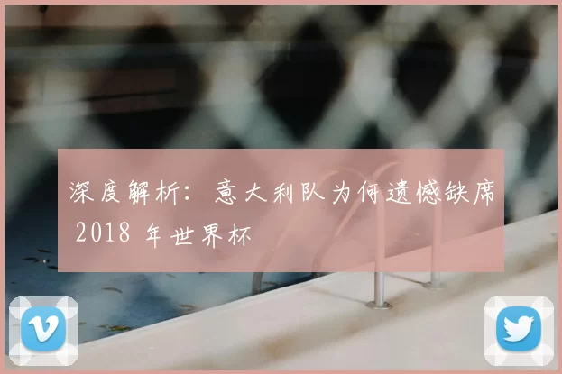 深度解析：意大利队为何遗憾缺席 2018 年世界杯
